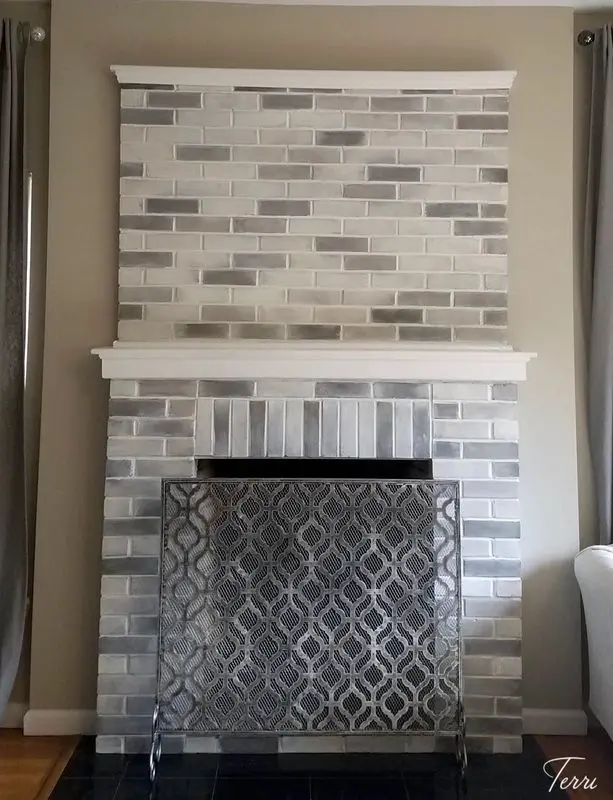 A Gray and White Fireplace  