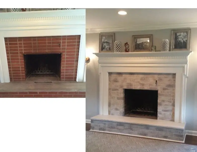 Before and After Painting of a Fireplace