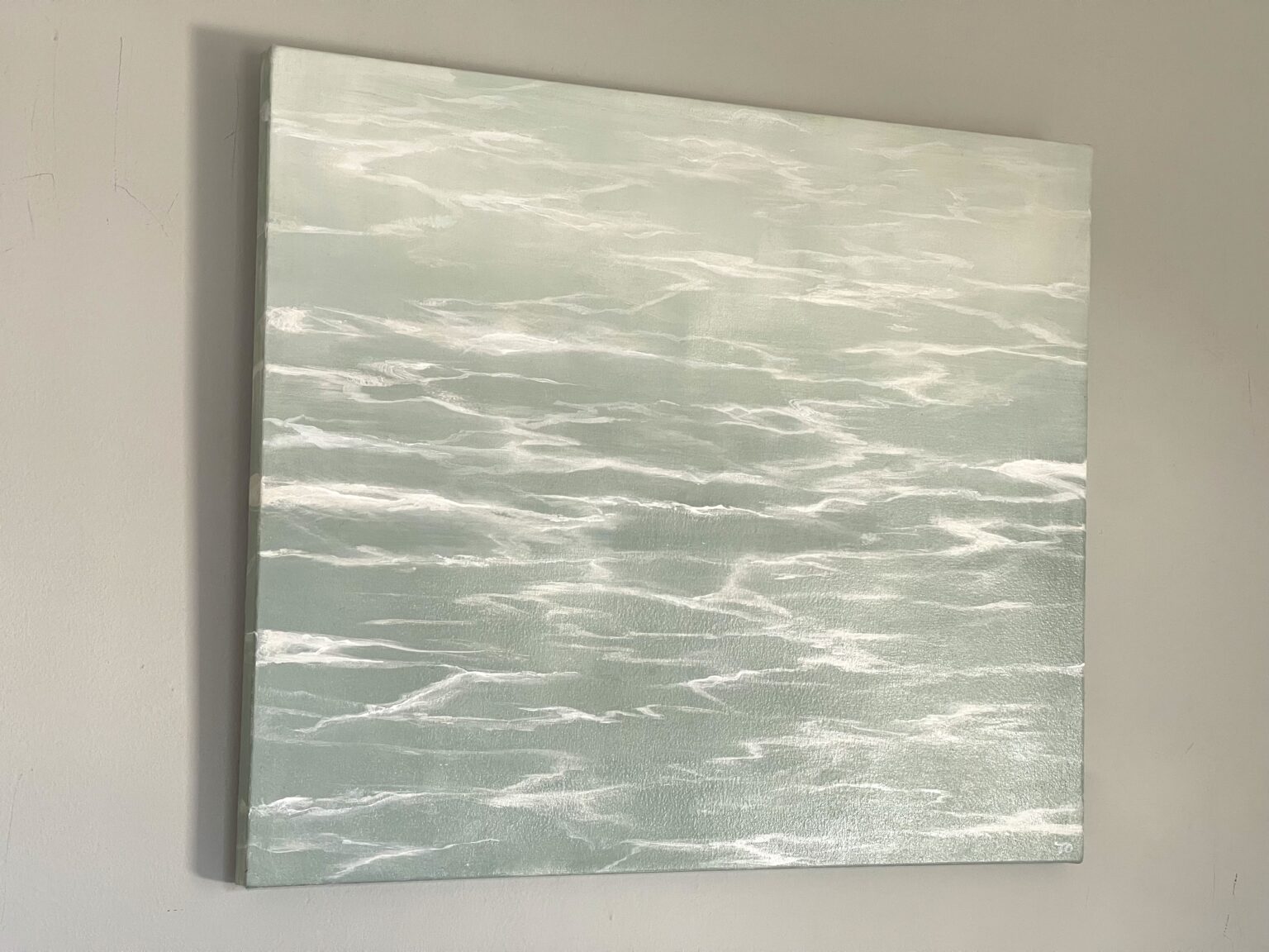 Abstract painting of gentle water waves.