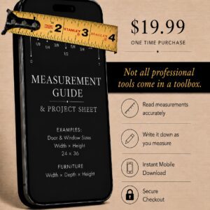 Measurement Guide & Project Sheet. Instant Download.
